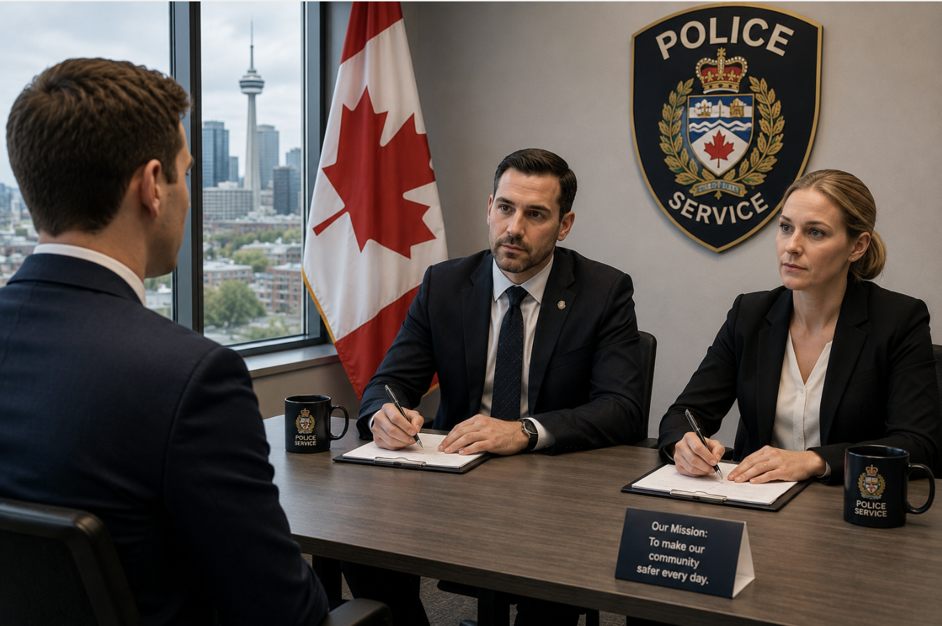 A police applicant having a Behavioural Descriptive Interview